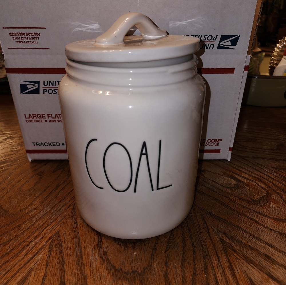 Rae Dunn Canister "Coal" with actual coal Christmas Decor - Picture 4 of 5